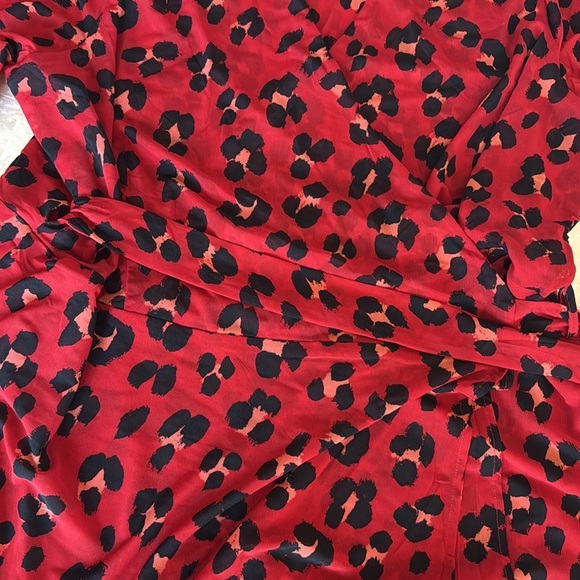 Cabi Siren Wrap Dress Size XXL NEW leopard print midi maxi burgundy red cheetah - Picture 9 of 10